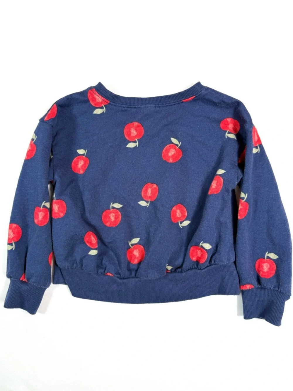 CARTERS Girls Apple Print Sweatshirt 2T‎ Navy Red Fruit Cozy Cottagecore Preppy